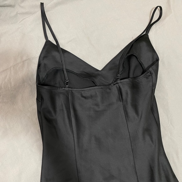 Dynamite Black Satin Midi Slip Dress - Picture 4 of 9